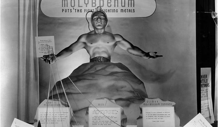 A poster describes why molybdenum is vital to the U.S. war effort during World War II.