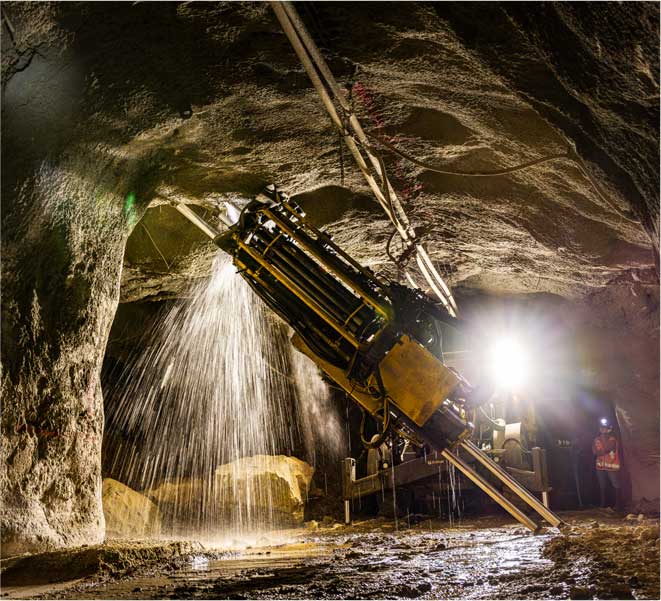 The tradition of underground mining is kept alive with modern equipment like this longhole drill at Henderson.