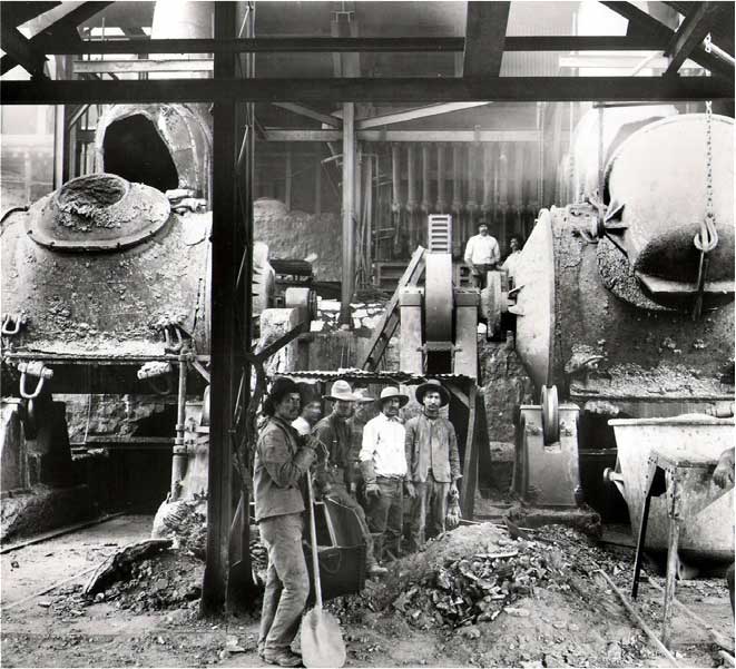 In this undated historical photo, workers pose in one of the smelters built in the Morenci-Clifton area.
