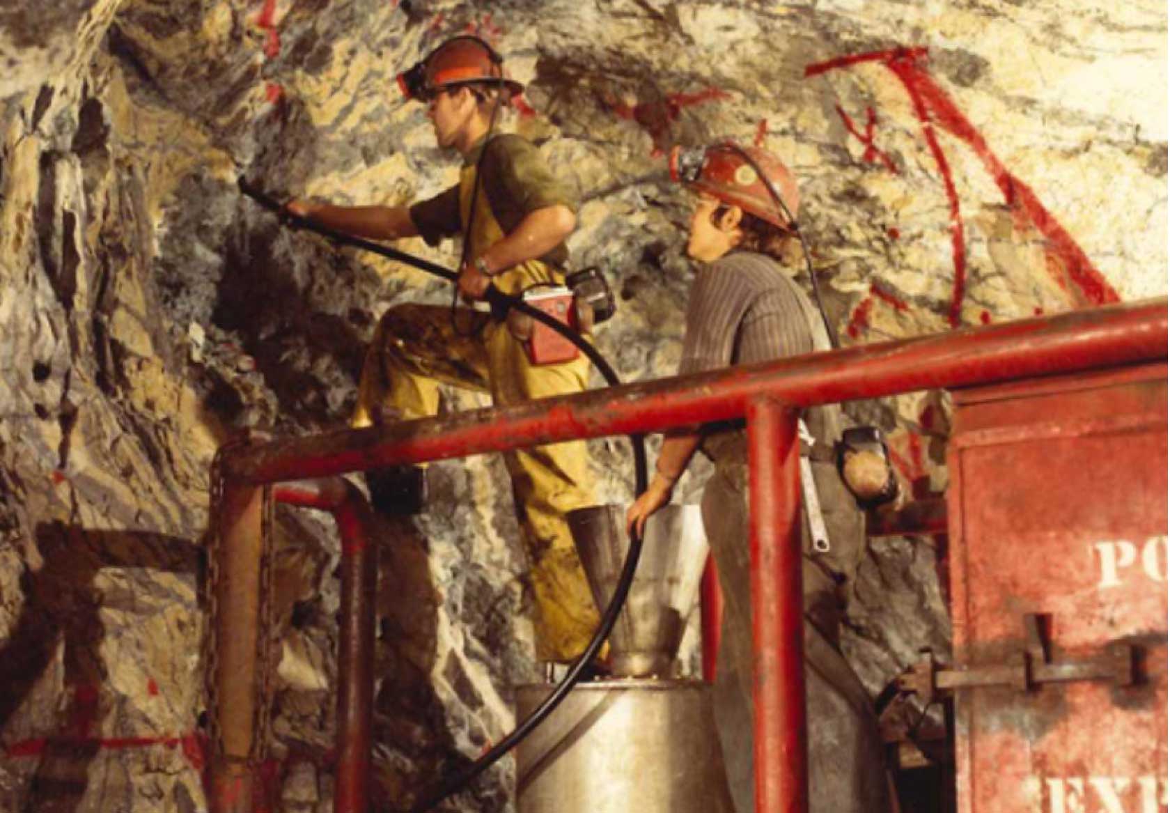 Historic photo of miners at Henderson mine.